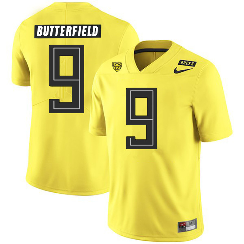 Men #9 Jay Butterfield Oregon Ducks College Football Jerseys Sale-Yellow
